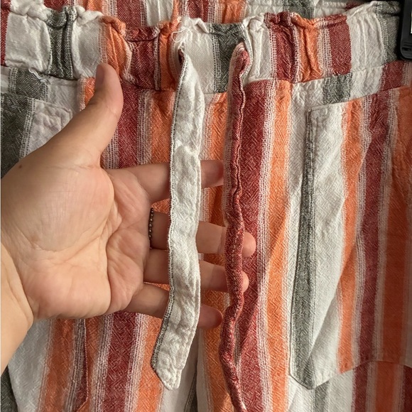 Indigo Rein Linen Blend Striped Women's Crop Pants L - Picture 6 of 11